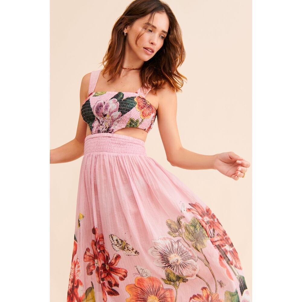 NWOT Anthropologie Floral Cut-Out Maxi Dress. Size L. Ret. $118